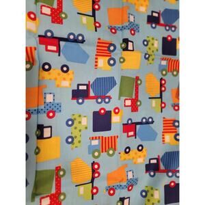 Colorful Construction Truck On Light Blue Cotton Fabric Ready Set Go 1 Yard New
